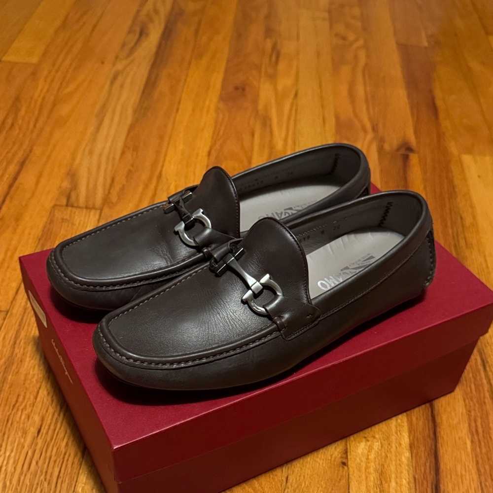 Men's Ferragamo Brown Leather Loafers US Sz 9